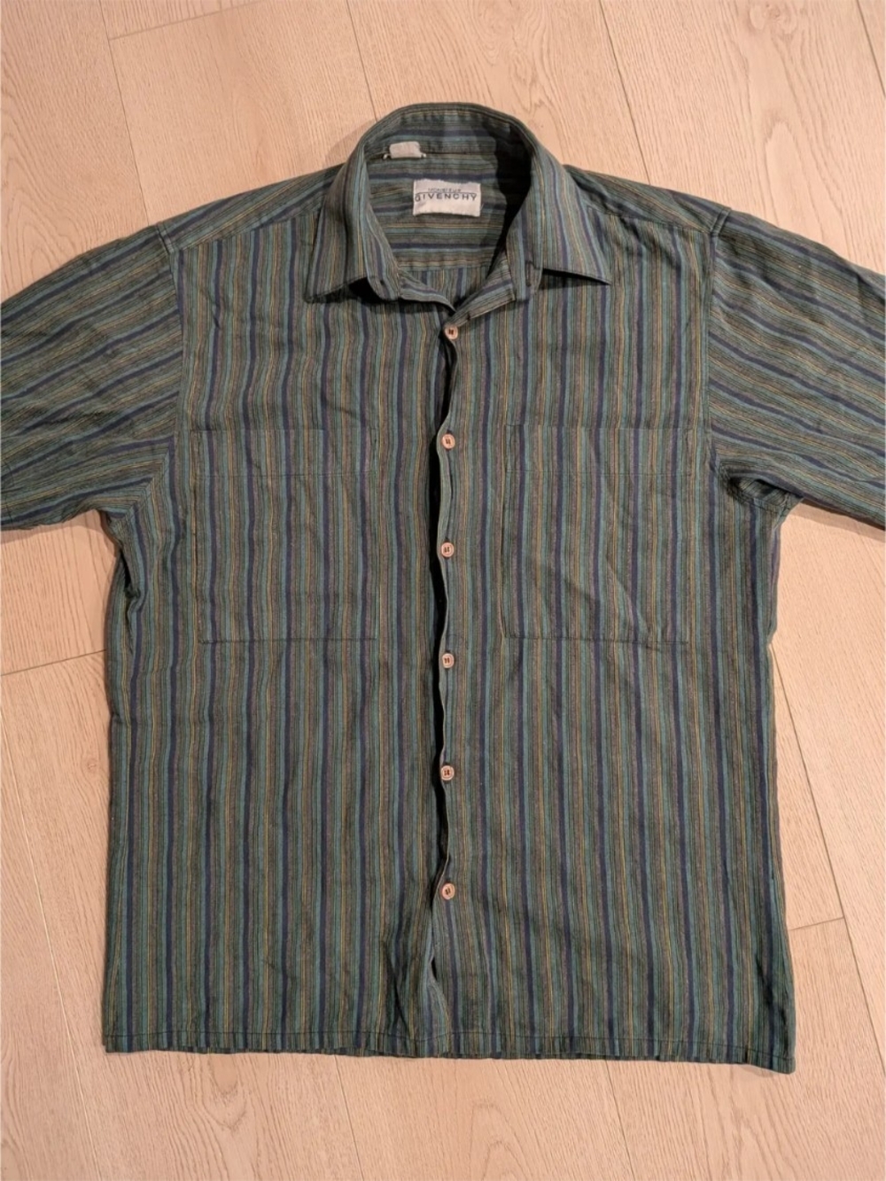 Givenchy Green Multi-Striped Short-Sleeve Button-Down Shirt